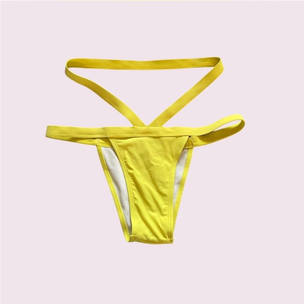 Yellow strappy wrap bikini bottoms - from Zaful